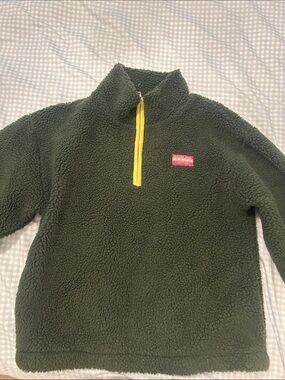 Dairy boy  Olive Green Sherpa Pullover with Yellow Zip